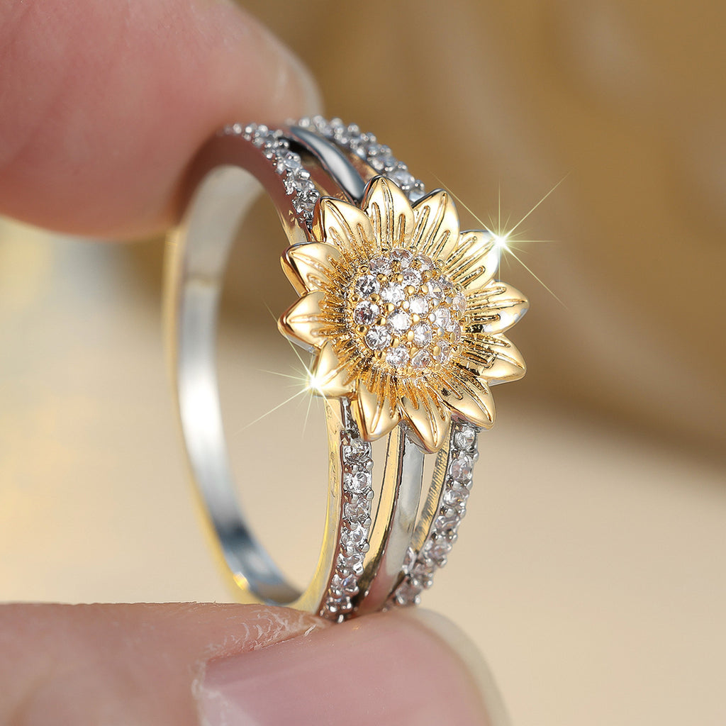 Sunflower Full Diamond Fashion Ring For Women