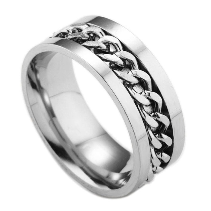 Rotating Chain Ring Men's Titanium Steel Cool Ring Ring Cross-border Jewelry Wholesale Factory Direct Sales