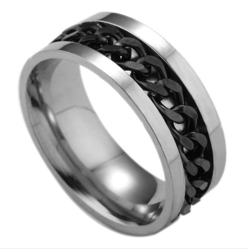 Rotating Chain Ring Men's Titanium Steel Cool Ring Ring Cross-border Jewelry Wholesale Factory Direct Sales