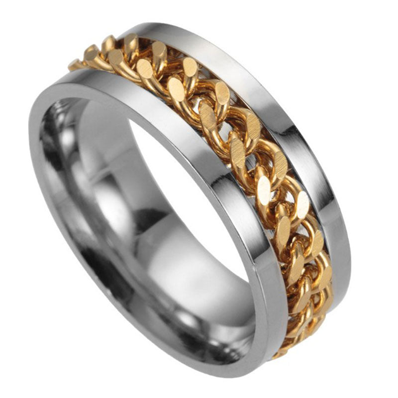 Rotating Chain Ring Men's Titanium Steel Cool Ring Ring Cross-border Jewelry Wholesale Factory Direct Sales