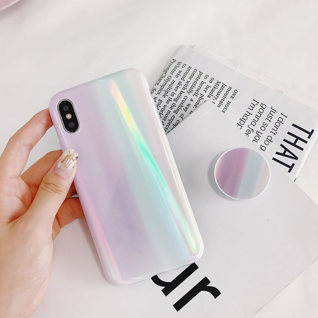 LOVECOM Case For iPhone XS XR XS Max X 6 6S 7 8 Plus Fashion Aurora Pattern Laser IMD Soft Protector Phone Back Cover Case