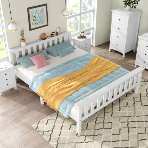 Double Bed Wooden Frame 4ft6 Double Wooden Bed In White For Adults, Kids, Teenagers 4FT6