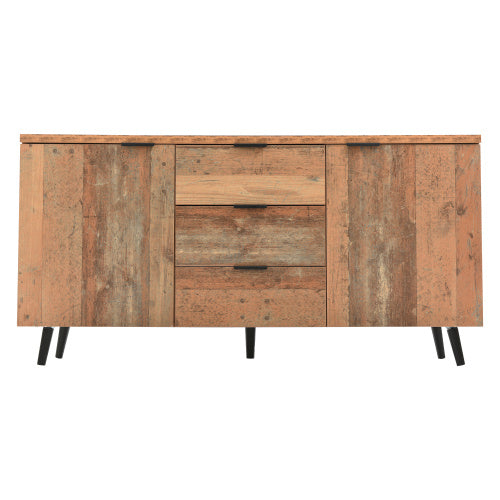 Sideboard Storage Cupboard Kitchen Buffet Sideboard TV Cabinet With Adjustable Shelves Dresser Vertical Cabinet Three Drawers For Living Room Dining Room Bedroom Vintage Brown 140cm