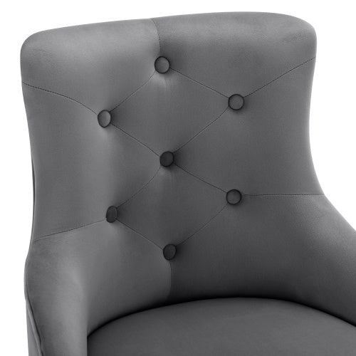 Button Pattern Dining Chair, Upholstered Armchair, Metal Leg Chairs, Modern Lounge Chair, Bedroom Living Room Chair With Lumbar Cushion, Grey Button Pattern Dining Chair, Upholstered Armchair, Metal L