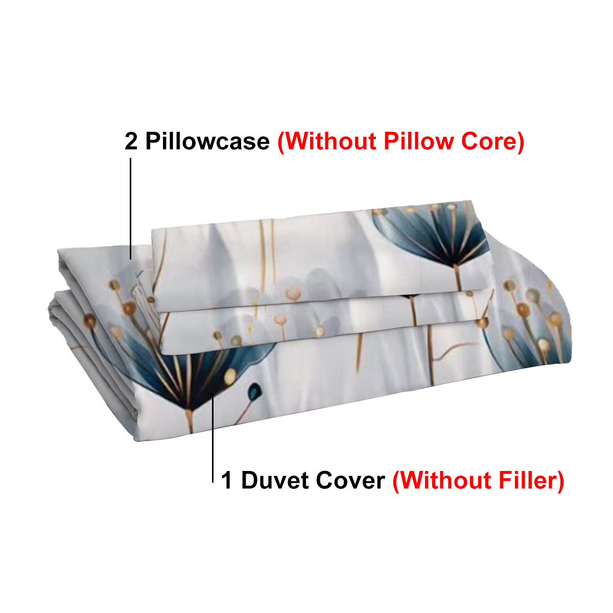 3-piece Set Of Simple And Fresh Blue And White Floral Duvet Cover, Polyester Bedroom Decoration Bedding Set Twin Full Queen King Size