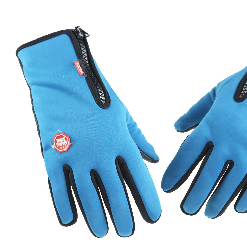 Promotion autumn and winter touch screen gloves cycling men and women fleece outdoor skiing warm waterproof zipper cross-border couple wholesale