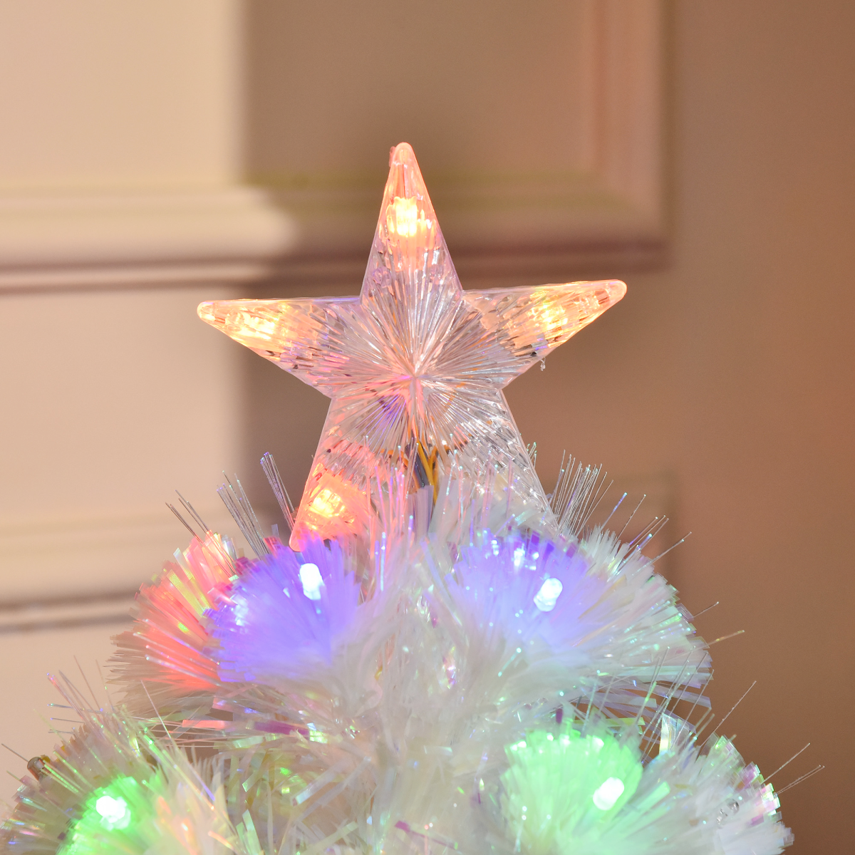 3FT Pre-Lit Artificial Christmas Tree w/ Fibre Optic LED Lights Xmas White