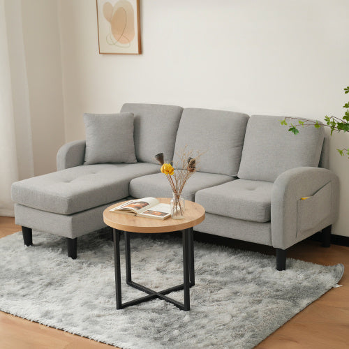 L-L-shaped Corner Sofa With Chaise Lounge  3Seater Sofa, 166 X 118 X 77 Cm, Breathable Cotton Linen Fabric, Plastic Legs, Modular Design, Ideal For Living Rooms, Apartments, And Offices