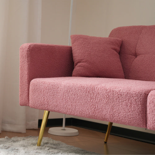 The Sofa Bed Has A Bed Function, Three Adjustable Backrest Angles, Gold Legs, Cushions And Side Storage Pockets