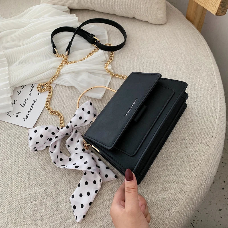 Textured French niche small bag female 2020 new fashion wild shoulder bag foreign silk scarf portable crossbody bag