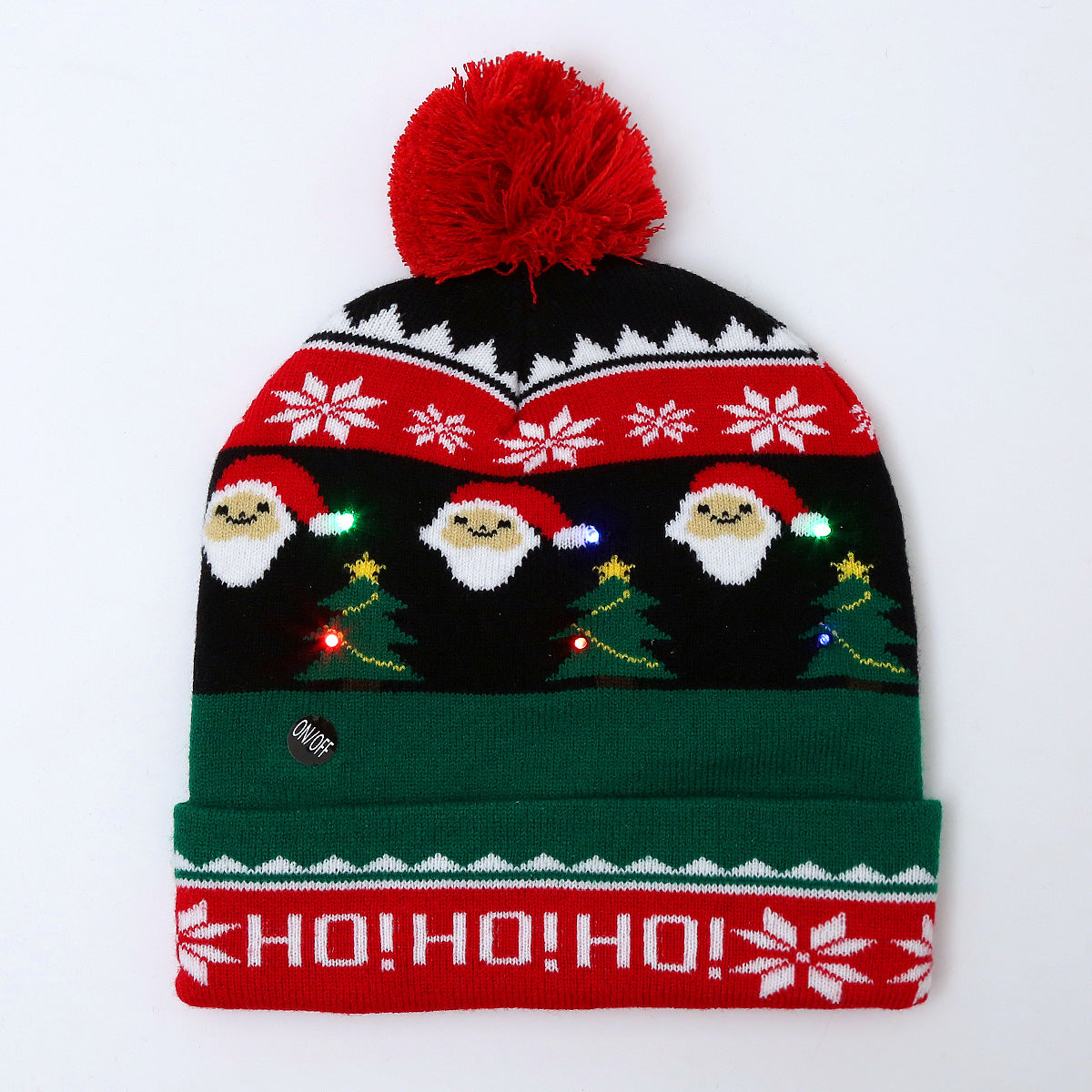 Genuine yarn all acrylic jacquard LED Christmas wool hat autumn and winter warm knitted Christmas hat