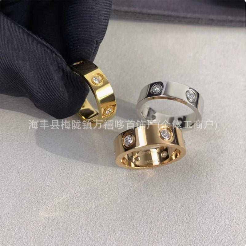 High version of Kajia love ring couple nail ring narrow version men and women rose gold wide version ring finger