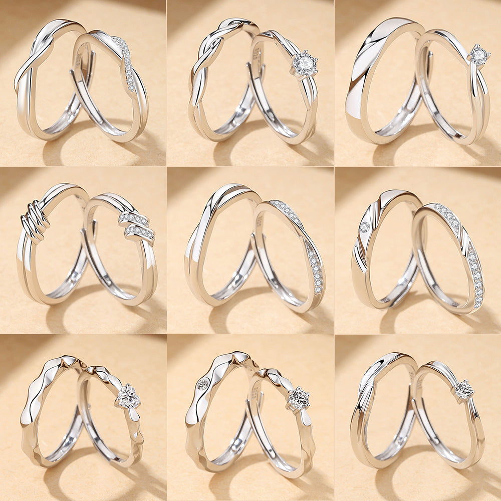 s925 sterling silver couple ring original design light luxury couple ring live ring ring Valentine's Day gift