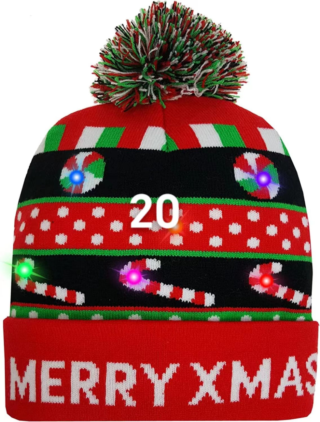 Genuine yarn all acrylic jacquard LED Christmas wool hat autumn and winter warm knitted Christmas hat