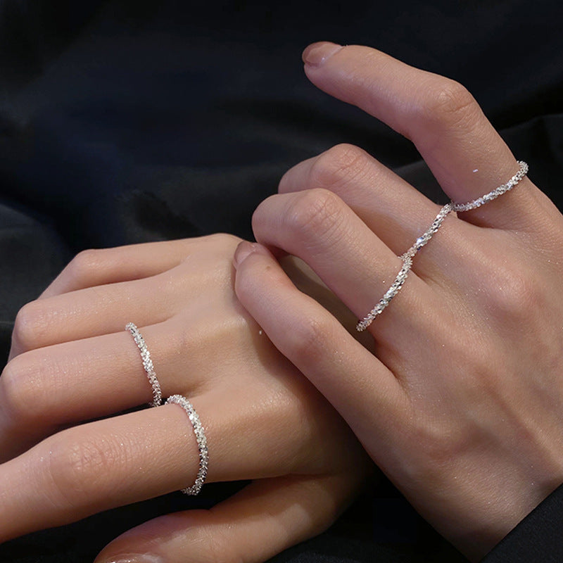 Sparkling ring full body 925 sterling silver starry ring ring ins temperament fashion net red ring tail ring