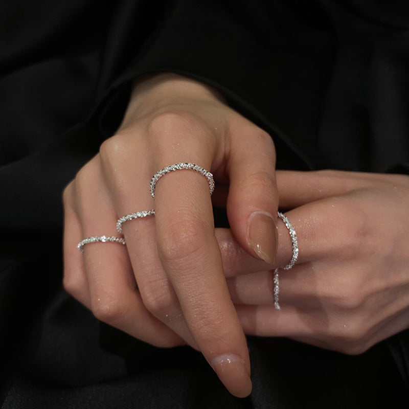 Sparkling ring full body 925 sterling silver starry ring ring ins temperament fashion net red ring tail ring