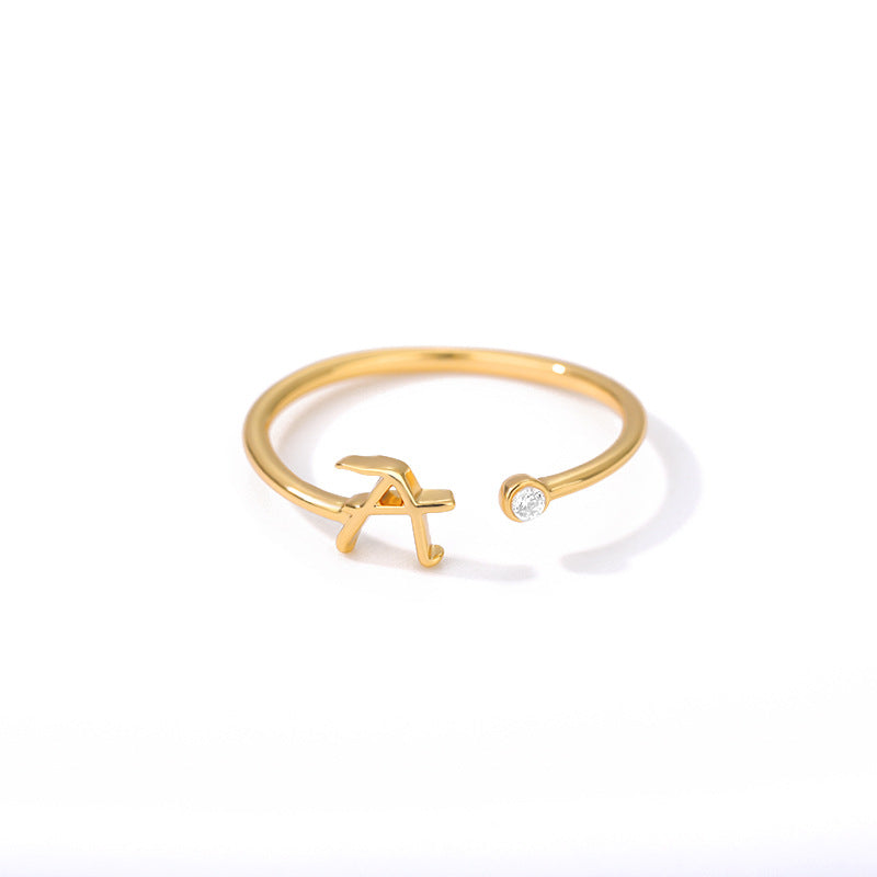 Cross-border simple letter ring English letter ring women's opening adjustable ring name ring spot