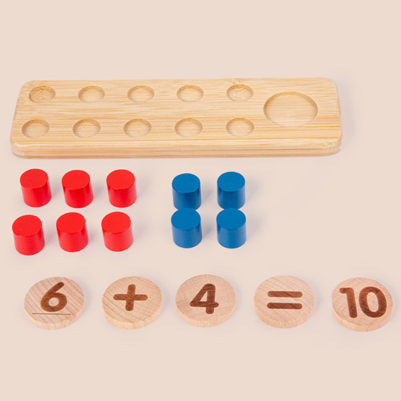 Wooden ten-grid array number sense enlightenment teaching aids addition and subtraction arithmetic children's early education mathematics artifact educational Montessori toys