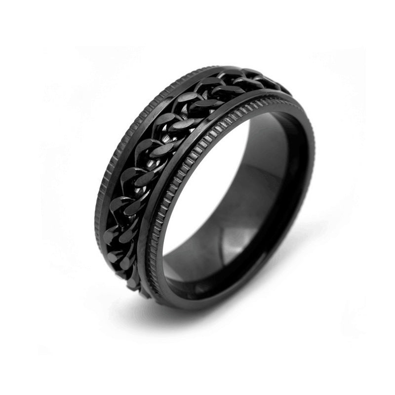 Star Moon Titanium Steel Rotatable Ring Male European and American Stainless Steel Couple Ring Cross-border Explosive Supply