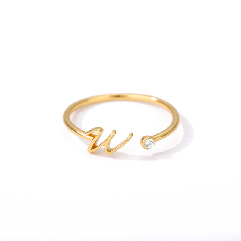 Cross-border simple letter ring English letter ring women's opening adjustable ring name ring spot