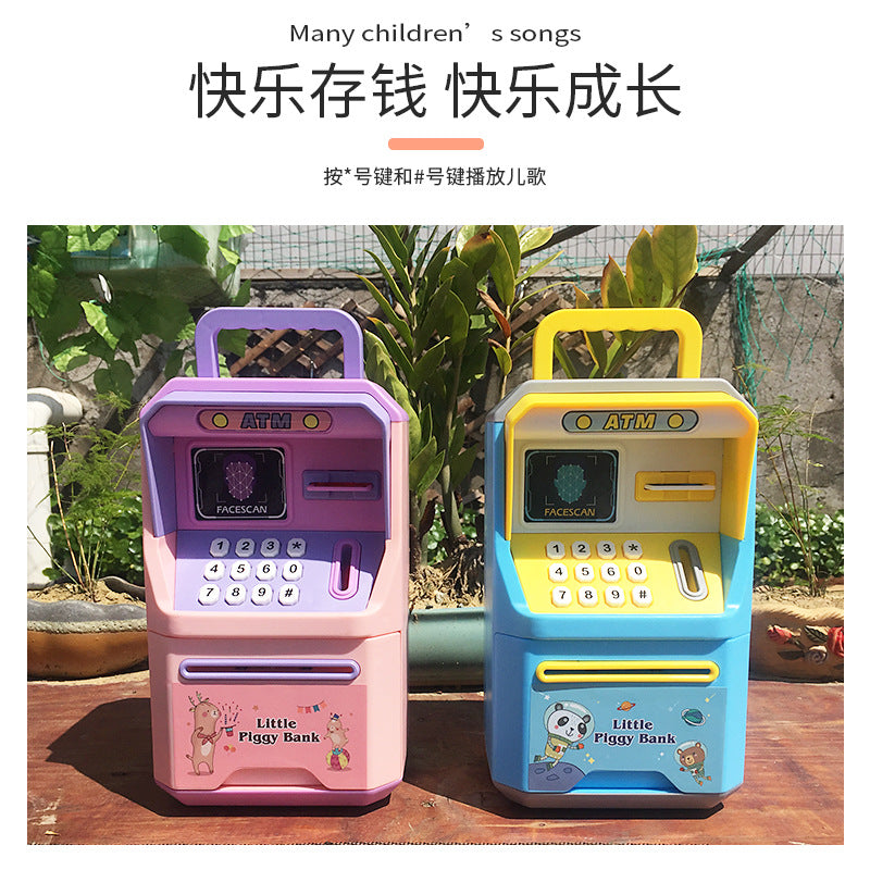 Simulation face recognition ATM machine portable piggy bank simulation password automatic money safe piggy bank toy