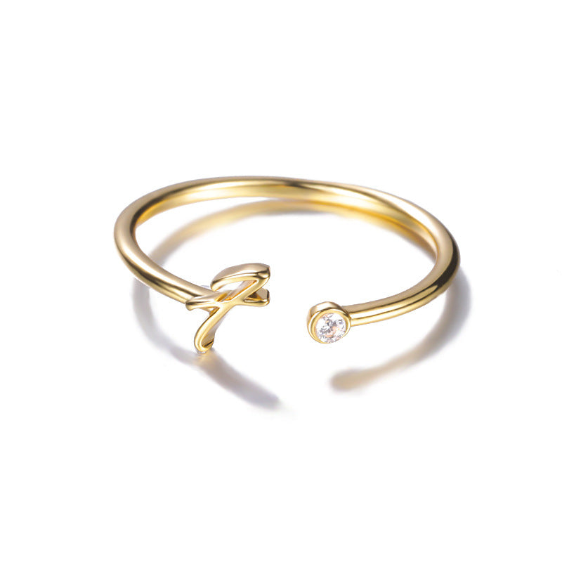 Cross-border simple letter ring English letter ring women's opening adjustable ring name ring spot