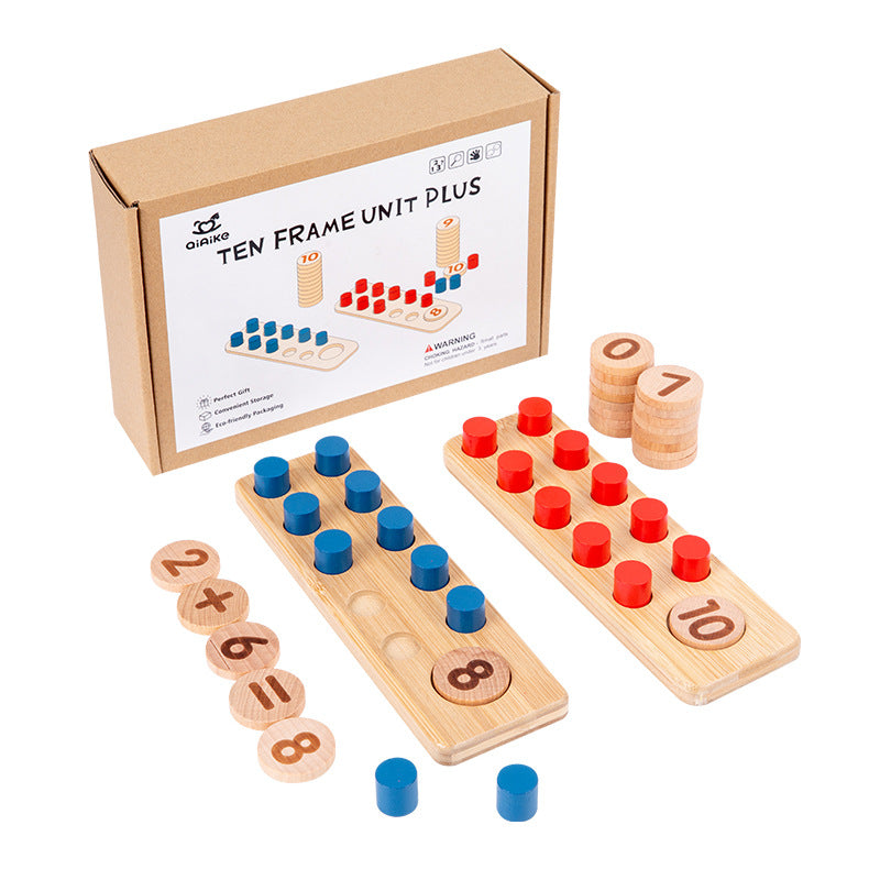 Wooden ten-grid array number sense enlightenment teaching aids addition and subtraction arithmetic children's early education mathematics artifact educational Montessori toys