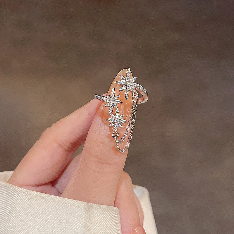 Light luxury high-end design pearl ring female niche ins style exquisite zircon ring open ring hand jewelry