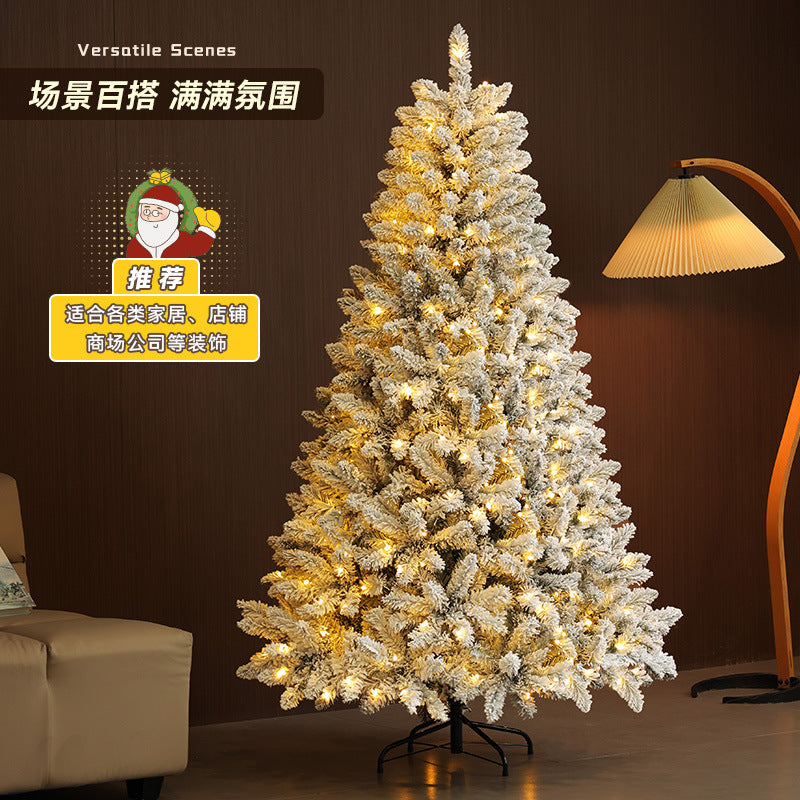 Cross-border Christmas Snow Flocked Encrypted Glowing Christmas Tree Ornaments Christmas Decorations Christmas Tree Source Factory