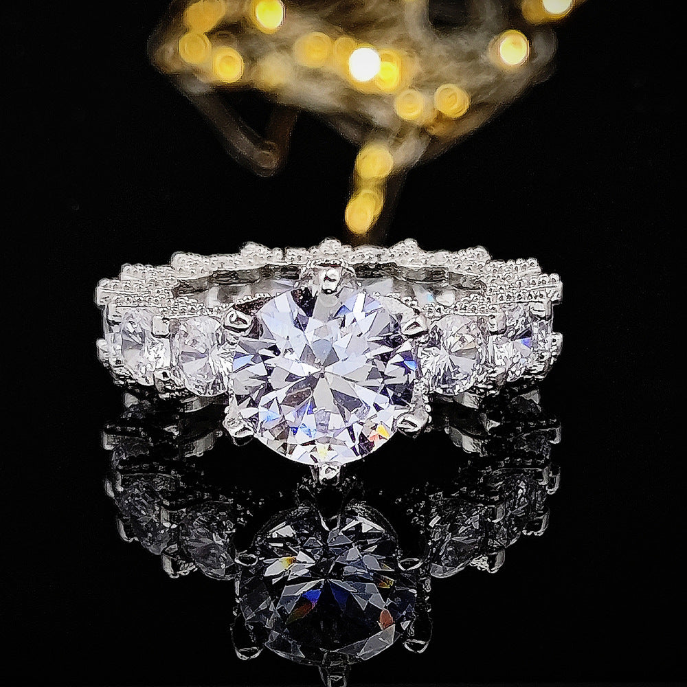 Ring niche simple ladies flower language imitation diamond wedding ring copper inlaid zircon ring jewelry hot sale r6014