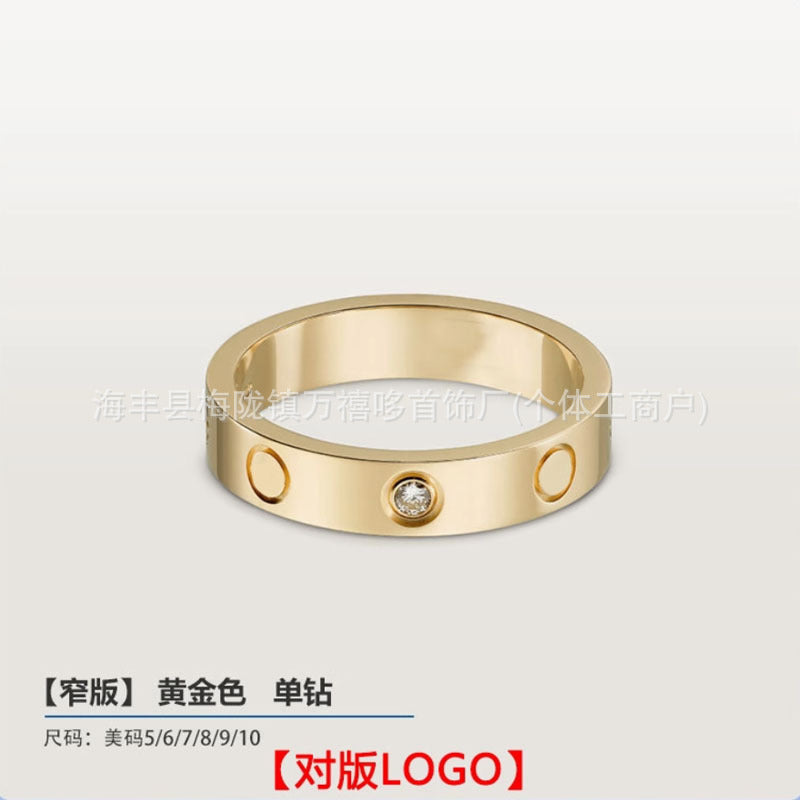 High version of Kajia love ring couple nail ring narrow version men and women rose gold wide version ring finger