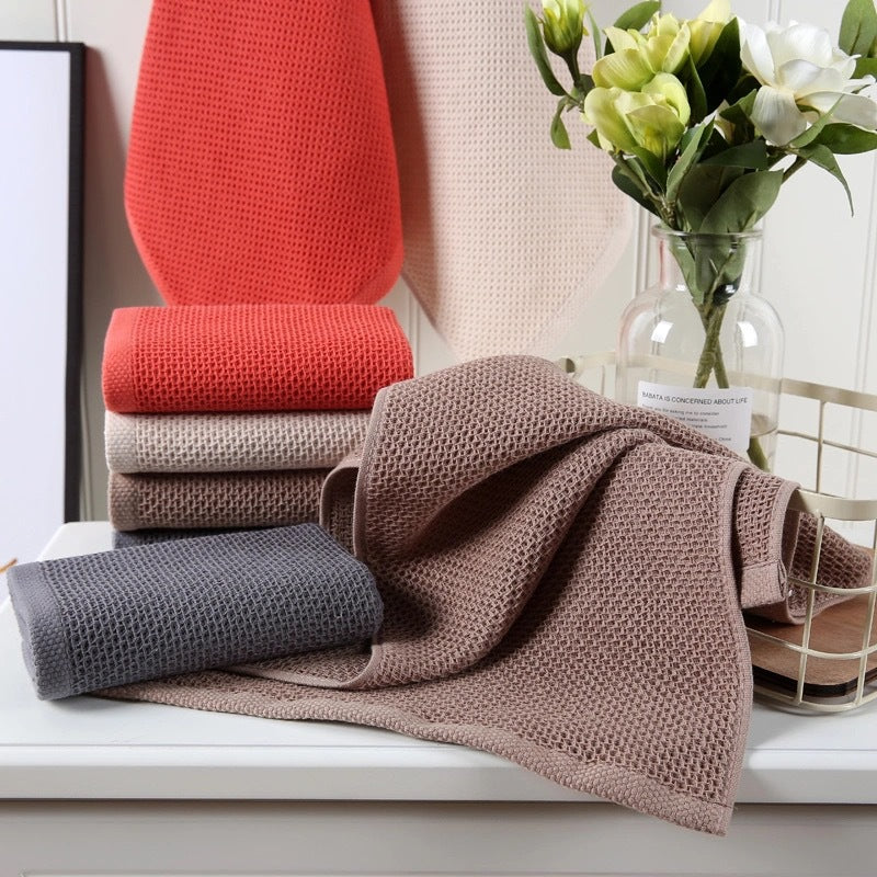 Japanese-style honeycomb towel absorbent face towel household mesh wabi-sabi face towel refreshing breathable cotton towel gift wholesale