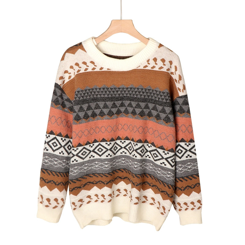 Vintage Sweaters Women Pullover Winter Striped Jumpers Korea