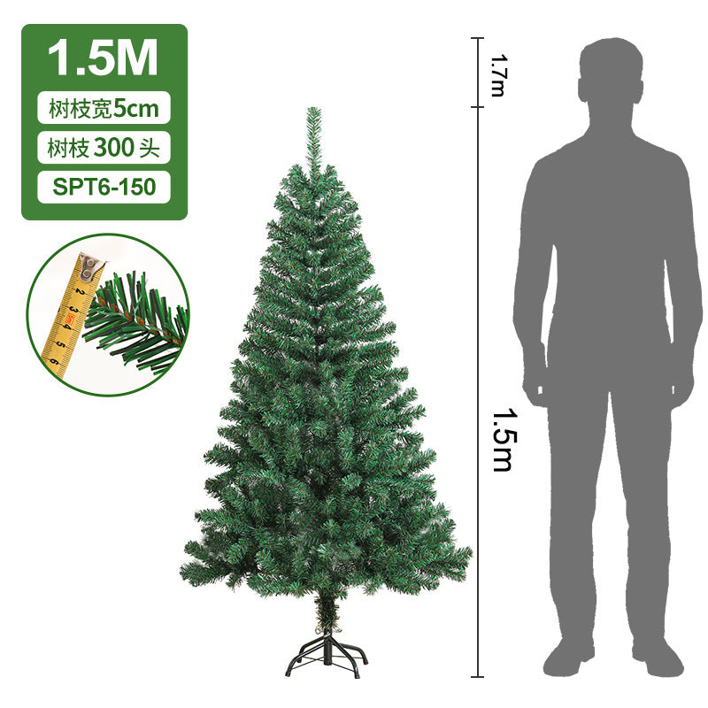 PVC Christmas tree large encrypted green simulation tree 1.5m/1.8m home hotel floor decoration spot