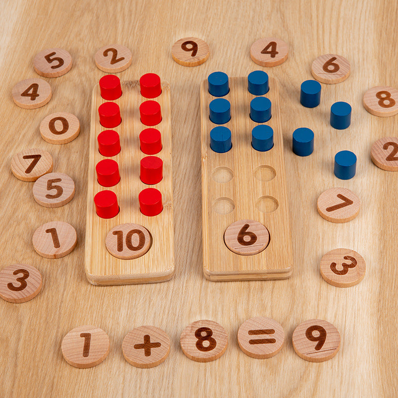 Wooden ten-grid array number sense enlightenment teaching aids addition and subtraction arithmetic children's early education mathematics artifact educational Montessori toys