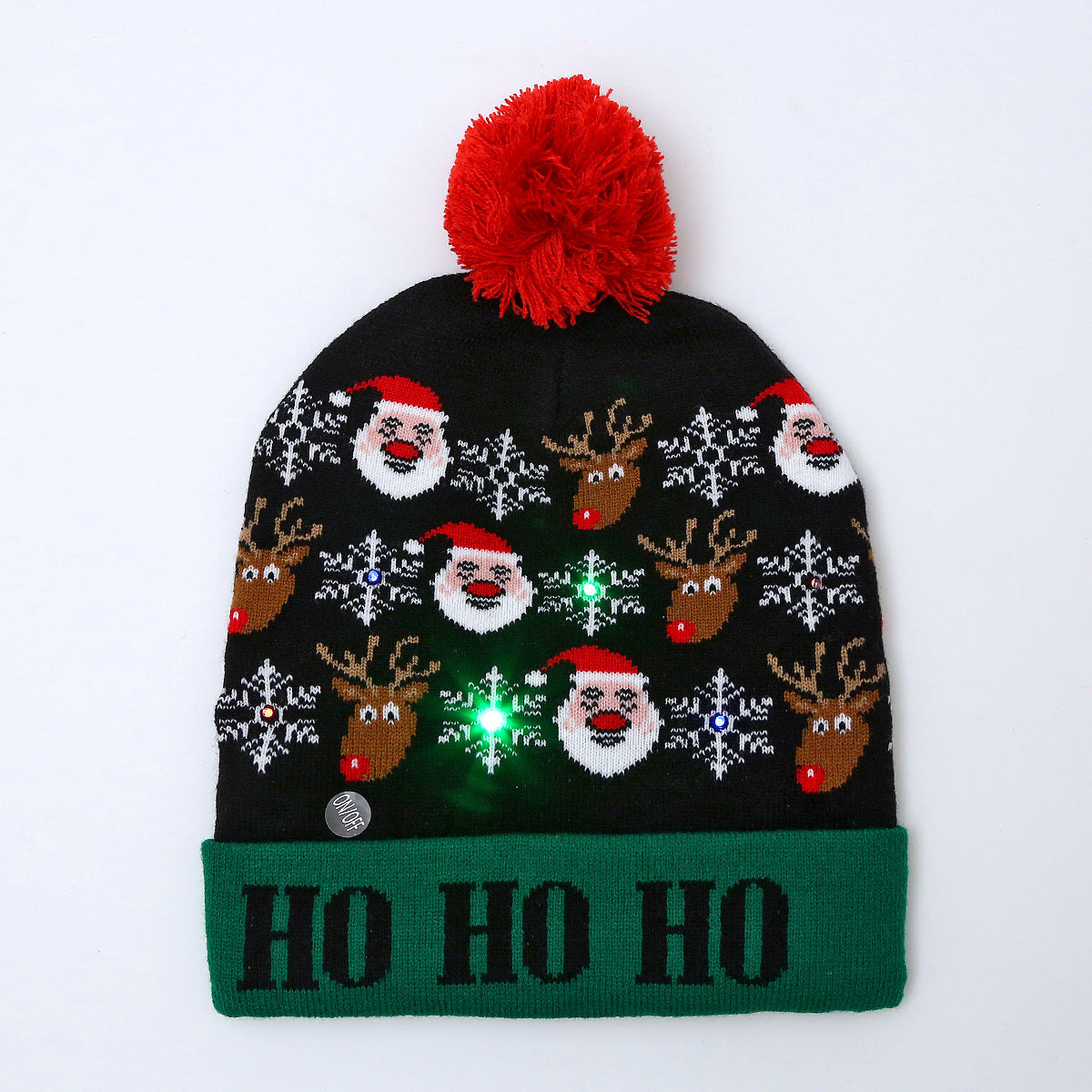 Genuine yarn all acrylic jacquard LED Christmas wool hat autumn and winter warm knitted Christmas hat