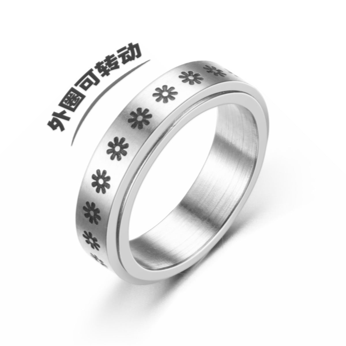 Star Moon Titanium Steel Rotatable Ring Male European and American Stainless Steel Couple Ring Cross-border Explosive Supply