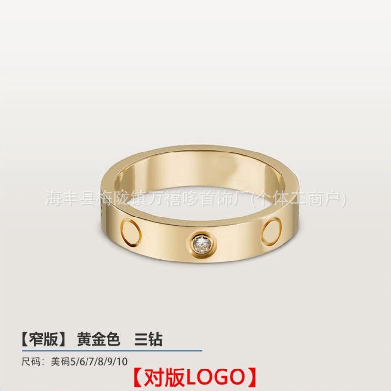 High version of Kajia love ring couple nail ring narrow version men and women rose gold wide version ring finger