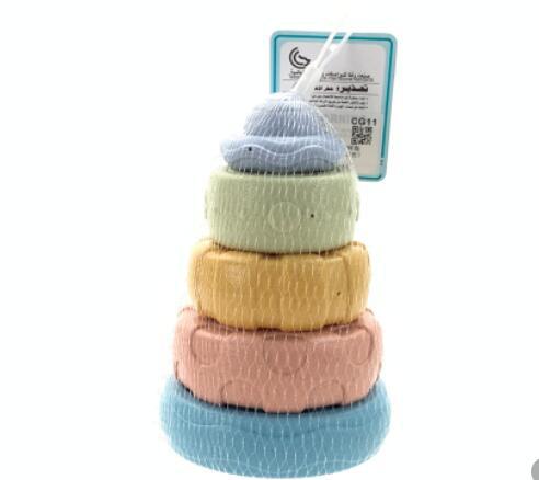 New stacking cup infant soft rubber ball rainbow circle Jenga pinch baby building block toy set