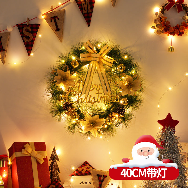 Christmas decorations garland door hanging wreath scene layout Christmas tree circle hanging ornaments door hanging ornaments creative