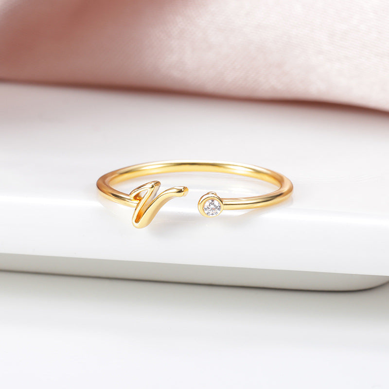 Cross-border simple letter ring English letter ring women's opening adjustable ring name ring spot