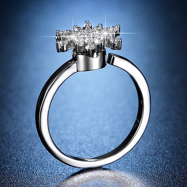 Internet celebrity Douyin's same rotating snowflake ring, rotatable ring, women's fashionable and personalized adjustable index finger ring