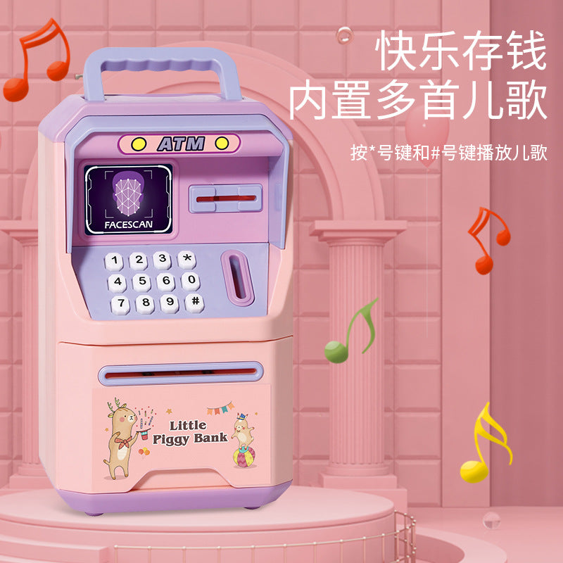 Simulation face recognition ATM machine portable piggy bank simulation password automatic money safe piggy bank toy