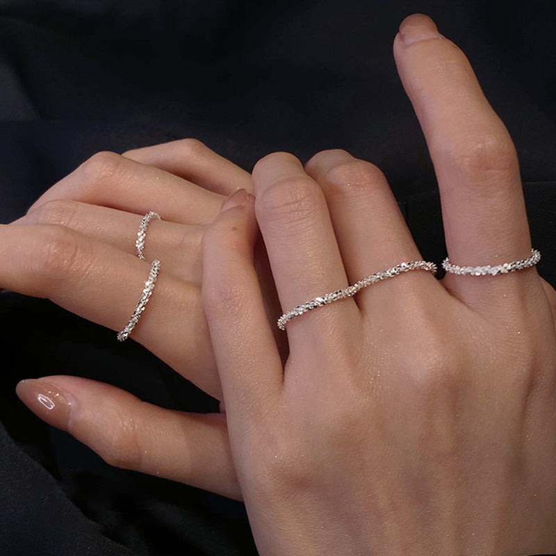 Sparkling ring full body 925 sterling silver starry ring ring ins temperament fashion net red ring tail ring