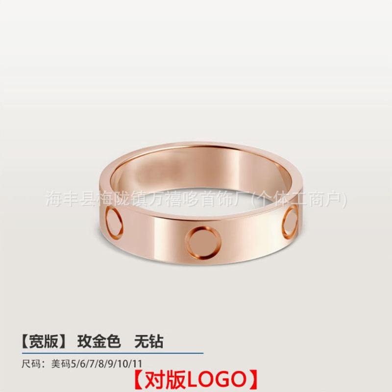 High version of Kajia love ring couple nail ring narrow version men and women rose gold wide version ring finger
