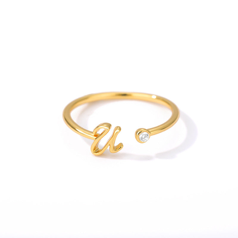 Cross-border simple letter ring English letter ring women's opening adjustable ring name ring spot