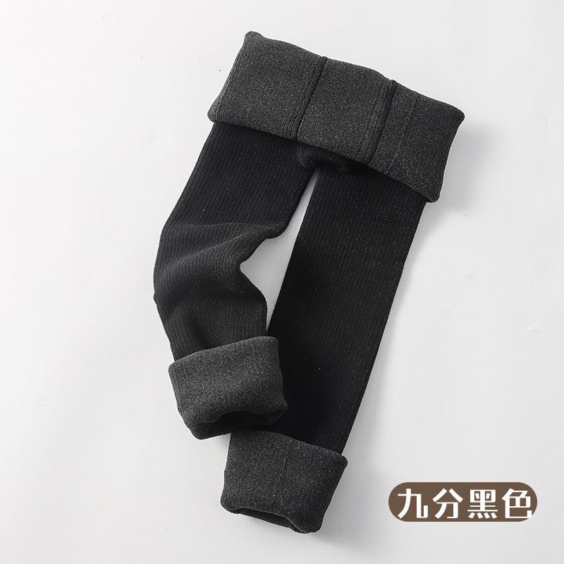 Girls' fleece leggings autumn and winter children's leggings baby warm pants thickened outer wear pantyhose one velvet