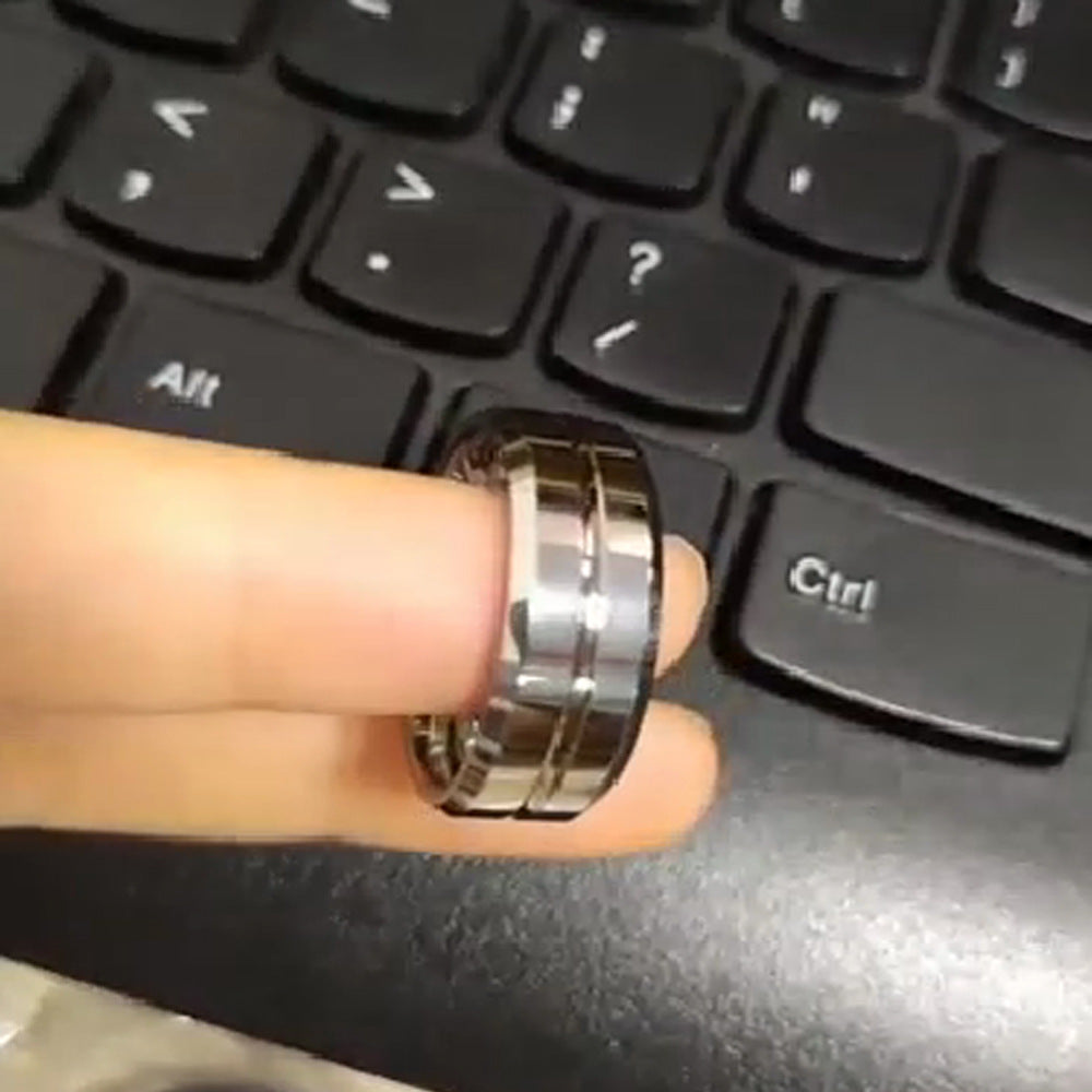 Cross-border jewelry supply groove ring bevel tungsten gold ring width 6/8mm tungsten steel ring trendy men's jewelry men's ring