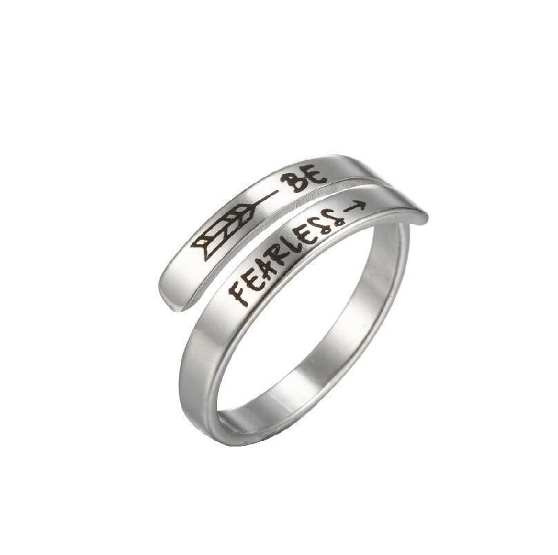 I am enough ring open ring letter ring lettering double ring punk stainless steel ring
