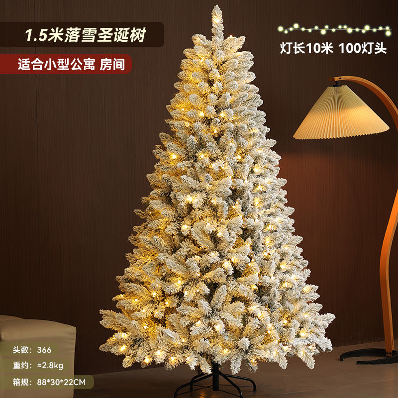 Cross-border Christmas Snow Flocked Encrypted Glowing Christmas Tree Ornaments Christmas Decorations Christmas Tree Source Factory